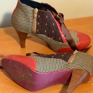 Poetic License Red and Brown Patterned Heeled Boots
